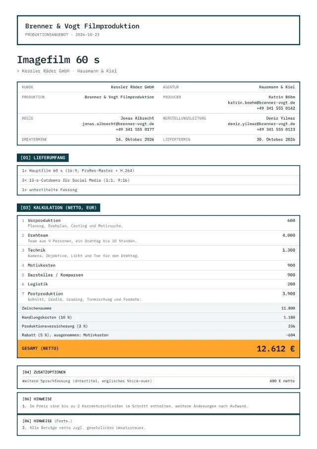 Beispielangebot im Layout Brutalist mono