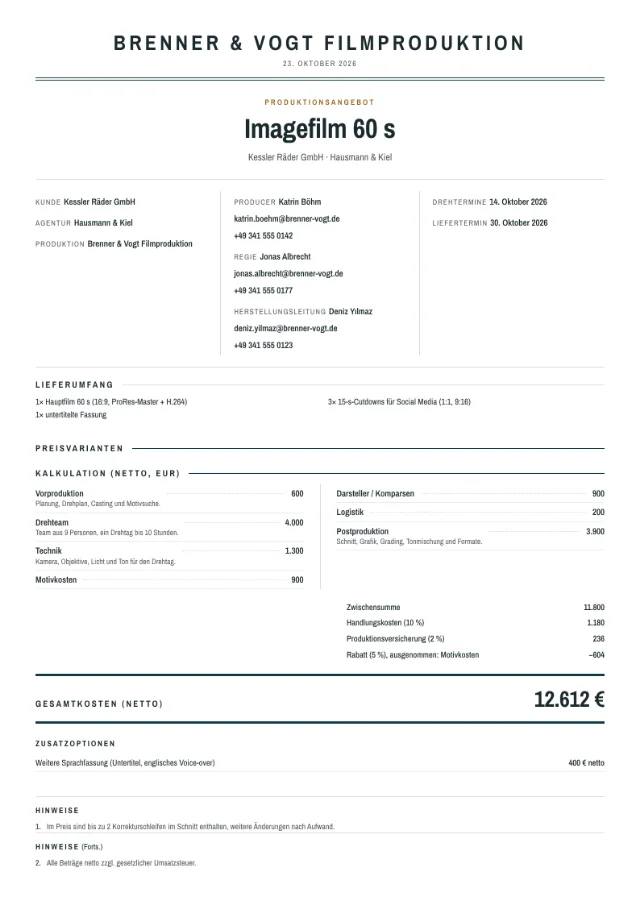Beispielangebot im Layout Newspaper